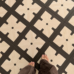 French-Style Cream-Colored Black Background Wood Grain Large Floral Pattern Decorative Tiles for Clothing Stores and Shopping Malls, Lobby Entrance Non-Slip Floor Tiles