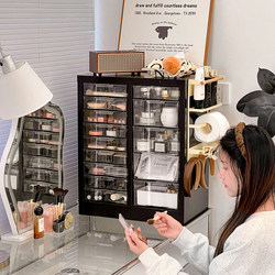 Desktop Cosmetics Tin Storage Cabinet Multi-Layer Skin Care Product Storage Rack Air Cushion Puff Eye Shadow Palette Drawer Storage Box