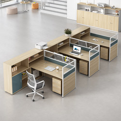 F-Shaped Corner Office Desk and Chair Set, Single Seat in Stock, 4-Seater Screen Partition Desk, Office Double Workstation Desk
