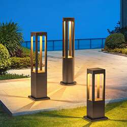 Outdoor solar lawn lights waterproof courtyard lights villa garden landscape lights simple modern square circumferential street lamp posts