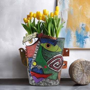 New product creative person face frown abstract colorful flower pot personality resin craft garden garden garden art home ornaments
