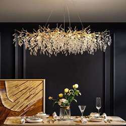 Postmodern light luxury crystal chandeliers high-end simple and atmospheric villa branch building living room dining room bedroom Italian lighting fixtures