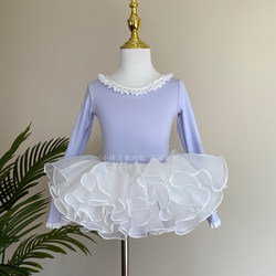 Dance Clothing for Children, Girls' Long-Sleeved Autumn and Winter Ballet Dress, Chinese Dance Practice Clothes, Beginner Class Girls' Gymnastics Suit