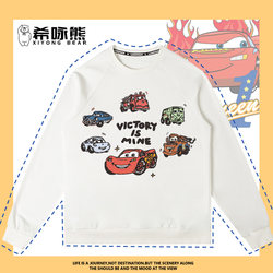 Cars-Themed Sweatshirt for Boys, Autumn and Winter Fleece-Lined Crew Neck Jacket, Lightning Mcqueen Racing Boys' Clothing