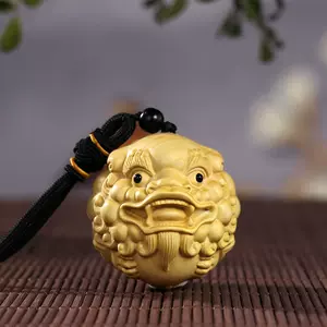 黃楊木雕獅子頭貔貅手球手部按摩實木家居動物送禮長輩手把件掛件-Taobao