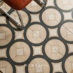 Retro Off-White Imitation Copper Coin Pattern Tiles for Living Room, Bathroom, Kitchen, Entrance, Balcony, and Coffee/Milk Tea Shop