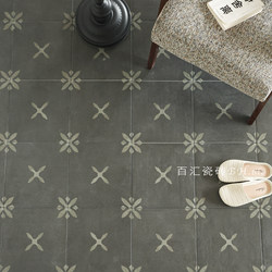 Retro Black and Gray Cross-Pattern Tiles for Kitchen and Bathroom, Non-Slip Floor Tiles for Guesthouses, Hotels, and Shops