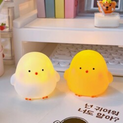 Night Light Bedroom Sleep Light Chick Rabbit Lamp Small Table Control Soft Light Eye Protection Atmosphere Light Internet Celebrity Bedside Lamp Warm Light Non-Glaring Night Light