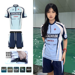 Short-Sleeved Unisex Style Handsome T-Shirt Two-Piece Quick-Drying/Swimming/Beach/Surfing/Fitness/Spa/Corset/Swimsuit Set