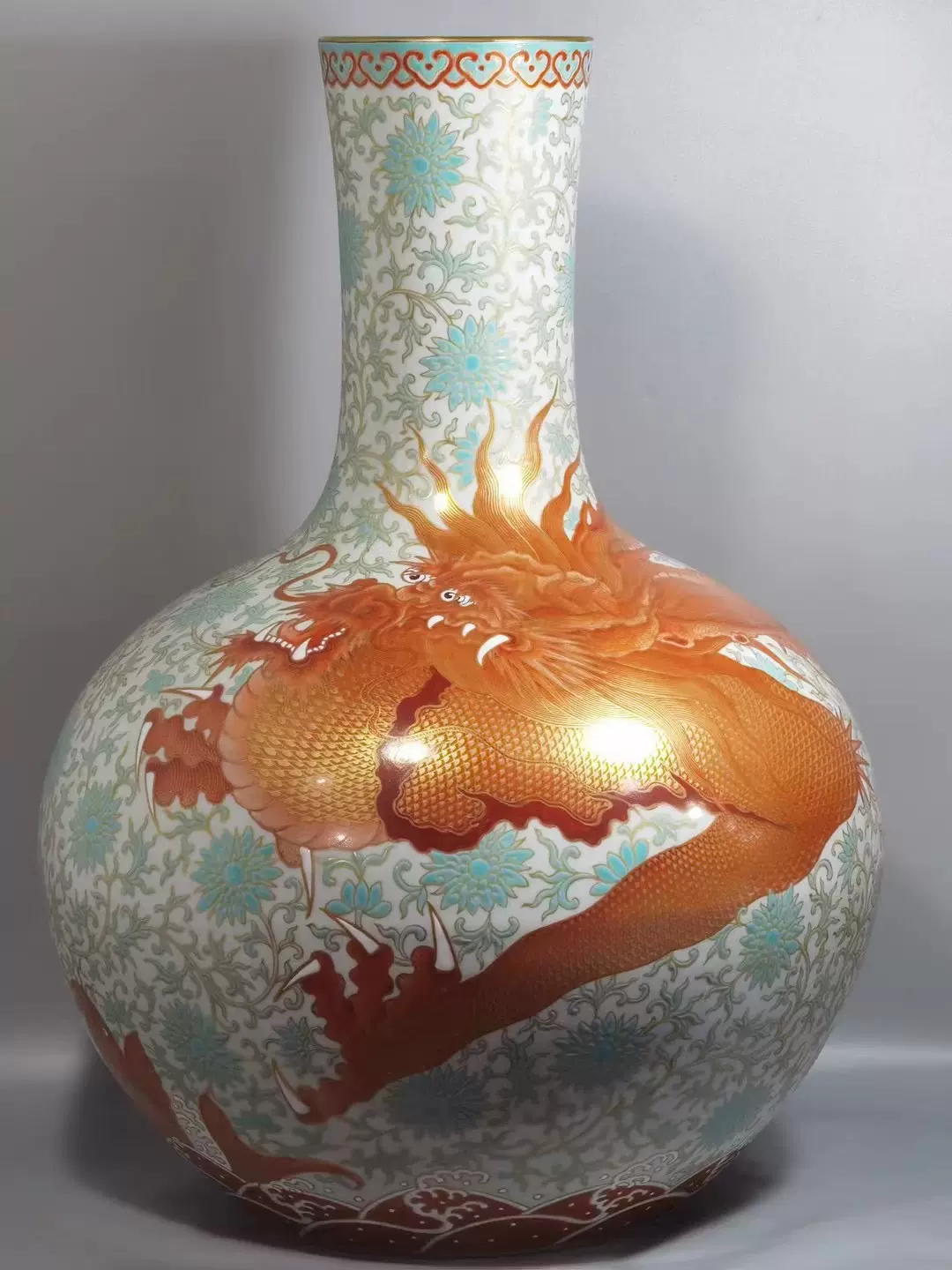 大青雍正年製款、石榴瓶、粉彩花鸟、花瓶、 大青雍正年製款、石榴瓶