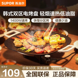 Supor Electric Grill Pan for Home Use, Korean-Style Multifunctional Grill Pan, Barbecue Rack, Meat Grilling Pan, Cooking Machine