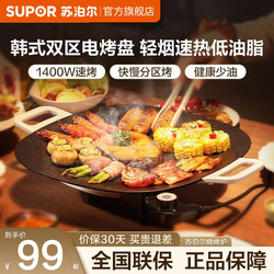 Supor Electric Grill Pan for Home Use, Korean-Style Multifunctional Grill Pan, Barbecue Rack, Meat Grilling Pan, Cooking Machine