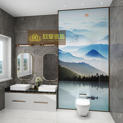 New Chinese-Style Bathroom Tile Background Wall with Landscape Pattern Tiles, Bathroom Shower Entrance Art Wall Tiles, Foshan