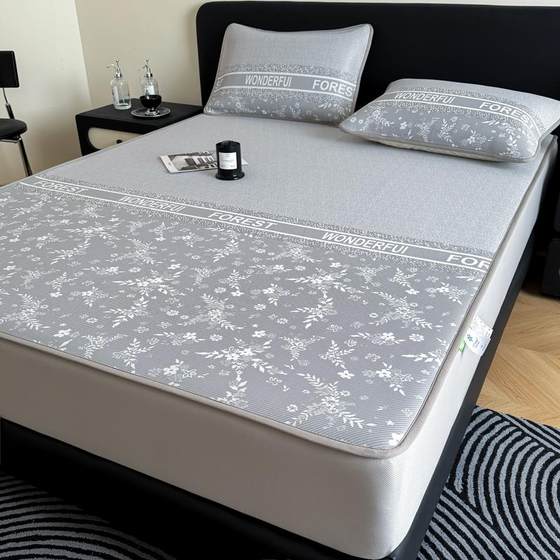 
2025 new Class A maternal and infant grade jacquard ice silk mat three-piece set for summer machine-washable soft mat sheet hat