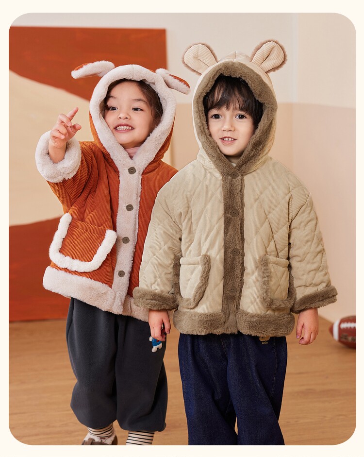 Manteau Hiver Bébé Garçon/Fille Avec Fourrure - Doudoune Chaude Coton Taille 80 - Vêtement Chaud Pour Nouveau-né