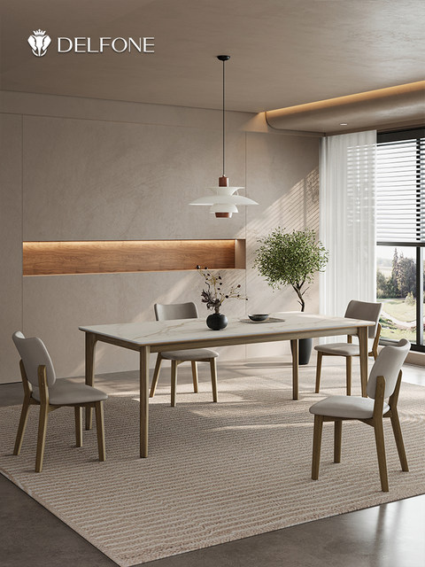Delifeng solid wood slate dining table small apartment rectangular ...