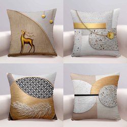 Modern Light Luxury Earth-Tone Stain-Resistant Throw Pillow for Living Room Sofa, Model Home Simple Decorative Backrest Cushion Soft Cover