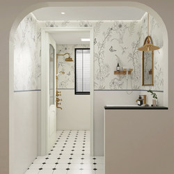 French-Style Cream-Colored Bathroom Tiles, Vintage Embroidered and Carved Milk-White Swallow Pattern Tiles, Kitchen Wall Tiles, Bathroom Tiles 400×800