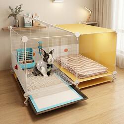 Transparent Rabbit Cage with Toilet for Home Use, Indoor Viewing Luxury Large-Sized Guinea Pig Pet Rabbit Villa