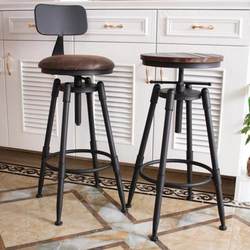 American wrought iron bar g chair, household rotatable lifting high chair, retro R cafe bar backrest bar