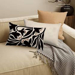 Simple Nordic Style Floral Home Pillow, Vintage Style Rectangular High-End Sofa Pillow, Bedroom Headboard Pillow