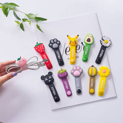 Cartoon Creative Cable Organizer, Cute Silicone Cable Winder, Charging Cable Hub, Snap-On Cable Tie, Earphone Cable Organizer