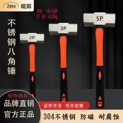 Pure 304 Stainless Steel Octagonal Hammer, Anti-Magnetic, Corrosion-Resistant, Rust-Free Hammer, White Steel Hand Hammer, Stainless Steel Sledgehammer