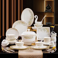 Jingdezhen Da Haoshan Bowl and Plate Set for Home Use 2026 New Ceramic Bone China Tableware Set Housewarming Gift