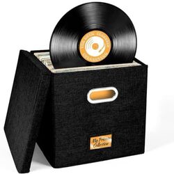 12inch Vinyl Record Storage Box Lp Record Cotton and Linen Fabric Storage Box with Lid Organizing Box for Dvds and Films