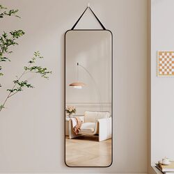 Wall-Mounted Self-Adhesive Full-Length Mirror with Hanging Strap, Home Dressing Mirror, Ins-Style for Girls' Bedroom or Dormitory, Wall-Mounted Fitting Mirror