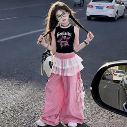 Girls' Jazz Dance Street Dance Clothing Summer Vest Jazz Dance Practice Little Girl Dopamine Pink Outfit