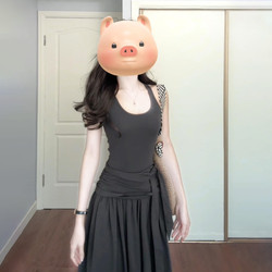 French-Style Gray Knitted Spaghetti Strap Dress for Women, 2026 New Slim-Fit, Waist-Cinching, Design-Inspired Pleated Long Dress