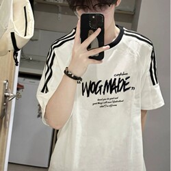 ins Trendy American-Style Pure Cotton Short-Sleeve T-Shirt for Men, New Summer Heavyweight Loose Fit, Large Size, Youthful Half-Sleeve Top