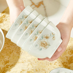 Underglaze Colored Ceramic Rice Bowl for Home Use, 2026 New Model, Jingdezhen Microwave-Safe Rice Bowl Tableware, Thickened Bowl and Plate Set