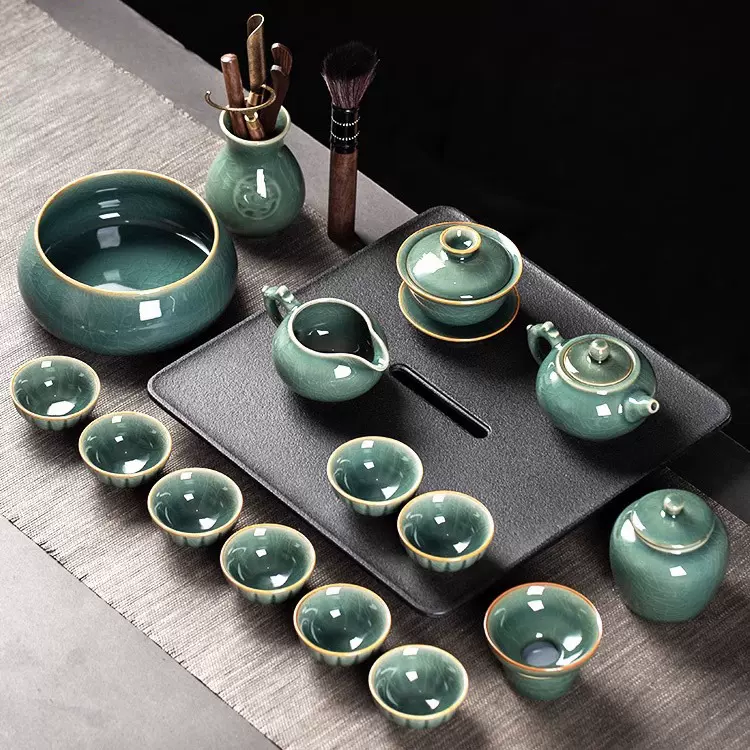 景德镇家用中式功夫茶具套装高端奢华陶瓷泡茶壶茶杯整套送礼盒-Taobao 