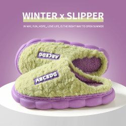 Versatile Cotton Slippers for Women in Winter, Thick-Soled Indoor and Outdoor Wear, Non-Slip Cotton Shoes for Men, Waterproof, Fleece-Lined, Warm, Couple Style