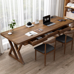 Solid Wood Desk Computer Desk with Drawers Home Study Desk Writing Desk Workbench Wall-Mounted Gaming Desk