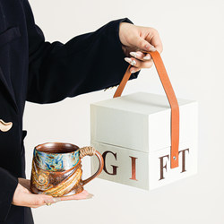 High-End Mug, Retro Kiln-Turned Ceramic Cup, Gift-Giving Souvenir, High-End Exquisite Water Cup Gift Box Set