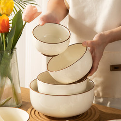 Ceramic Bowl for Home Use 2025 New Model Rice Bowl Thickened Anti-Scalding Eating Bowl Noodle Bowl High-End Light Luxury Bowl and Plate Set