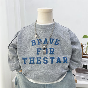 
Boys spring wear 2026 new sweatshirt fashion loose long-sleeved cotton t-shirt top little boy spring and autumn pullover t-shirt