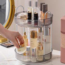 Japanese Cosmetics Storage Box Desktop Rotating Dressing Table Lipstick Perfume Skin Care Product Capacity Storage Rack Organizer
