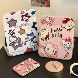 Hello Kitty Desktop Makeup Mirror, Foldable and Portable, Small Mirror for Desktop Dressing, Suitable for Girls' Dormitories