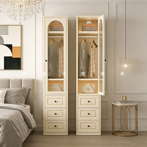 
Cream style home steel wardrobe bedroom children's large capacity wardrobe iron storage cabinet iron large wardrobe