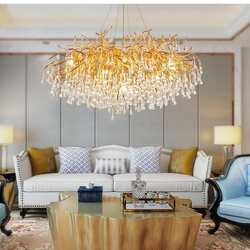 Restaurant light French luxury new style main lamp crystal lamp water drop branches living room luxury villa crystal chandelier