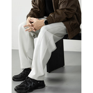 
320G heavy air layer blended sweatpants men's spring and autumn 2025 new high-end loose wide-leg casual trousers