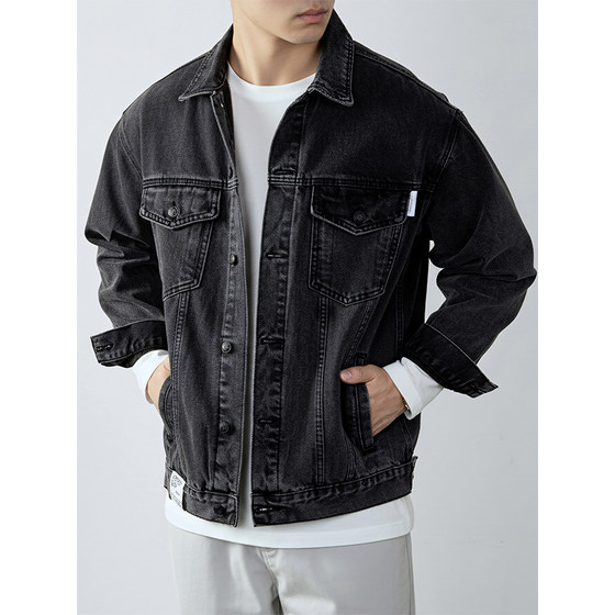 
American Retro Casual Denim Jacket for Men Spring and Autumn 2025 New Trendy Brand Casual Denim Jacket No Ironing and Anti-wrinkle