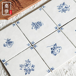 Nanyang French Kitchen Small Tiles Retro Handmade Bricks Blue and White Small Square Tiles Bathroom Art Tiles Bathroom Wall Tiles