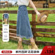betu Baitu women's clothing 2024 autumn and winter design niche slim high waist small tassel denim skirt
