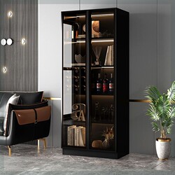 Light Luxury Wine Cabinet for Home Use, Small Size, Elevated Transparent Display Cabinet, Light Luxury Modern Minimalist Living Room Storage Cabinet, Wine Cabinet