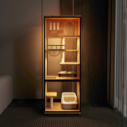 Panoramic Non-Occupying Cat Cage Cat Villa with Toilet Integrated Household Cat Room Indoor Luxury Solid Wood Cat Cabinet Small Apartment